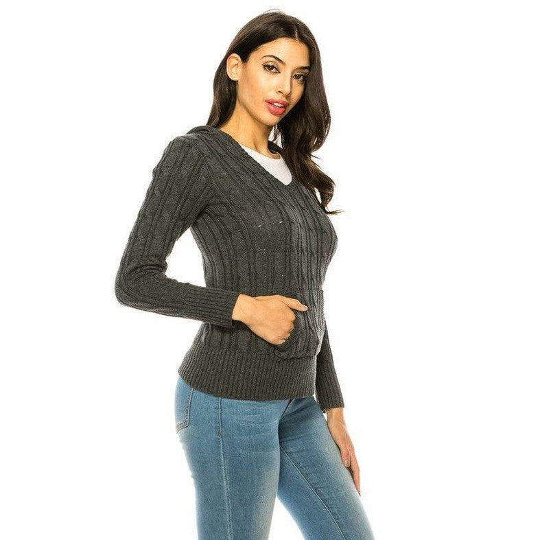 Knit hoodie sweater - VacationGrabs