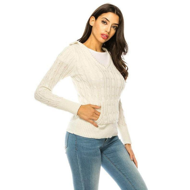 Knit hoodie sweater - VacationGrabs
