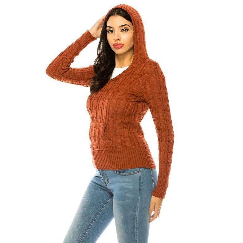 Womens Knit Hoodie Sweater - VacationGrabs