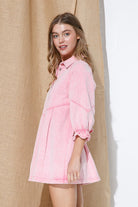 Women's DressesWashed Denim Puff Sleeve Dress - VacationGrabs