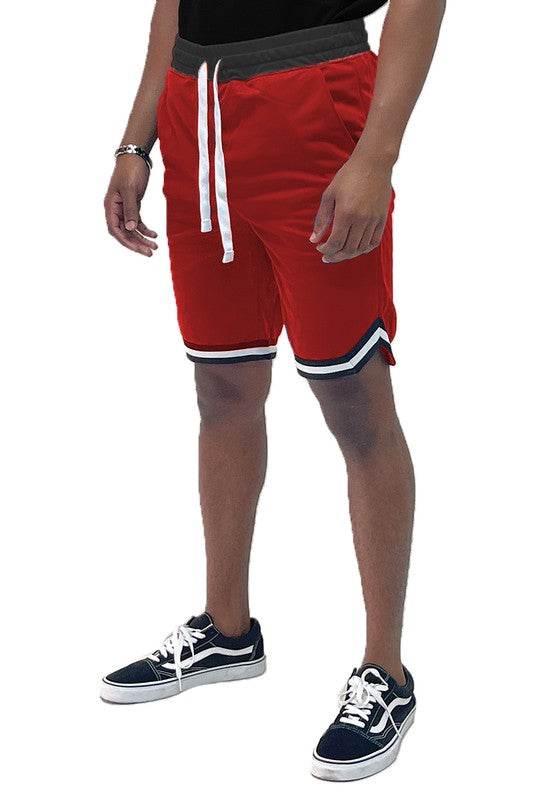 Solid Athletic Basketball Sports Shorts Chevron Trim - VacationGrabs