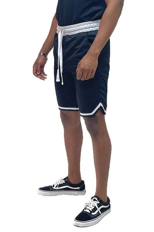 Solid Athletic Basketball Sports Shorts Chevron Trim - VacationGrabs