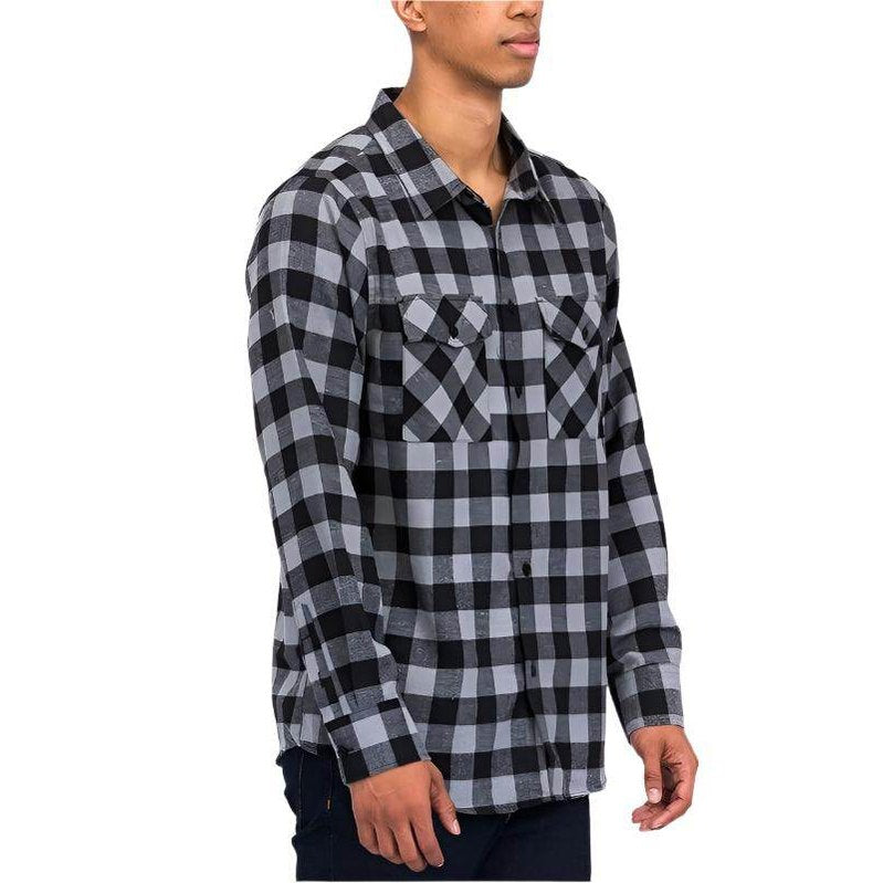 Regular Fit Long Sleeve Checker Plaid Flannel - VacationGrabs