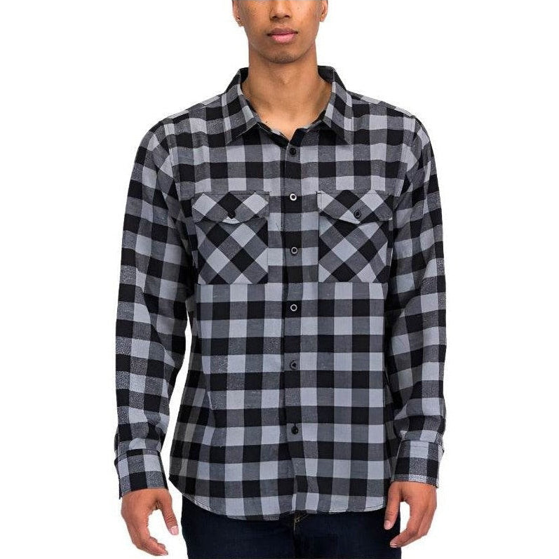 Regular Fit Long Sleeve Checker Plaid Flannel - VacationGrabs