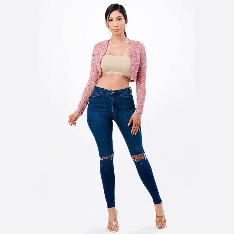 Long Sleeve Evening Lace Bolero - VacationGrabs