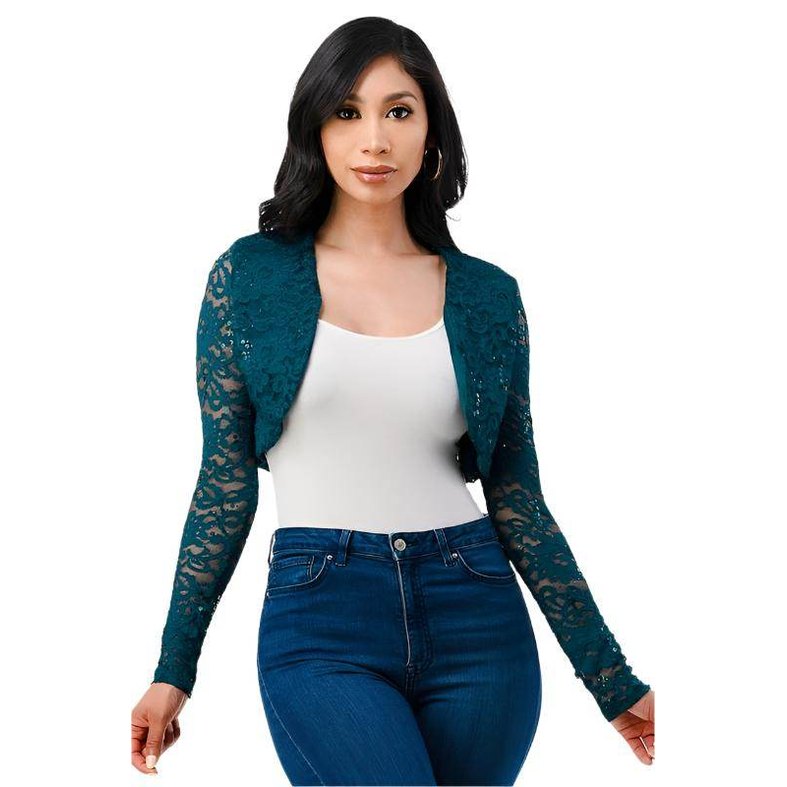 Long Sleeve Evening Lace Bolero - VacationGrabs
