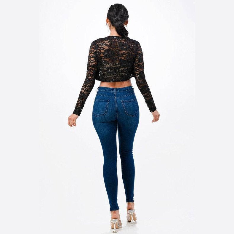 Long Sleeve Evening Lace Bolero - VacationGrabs