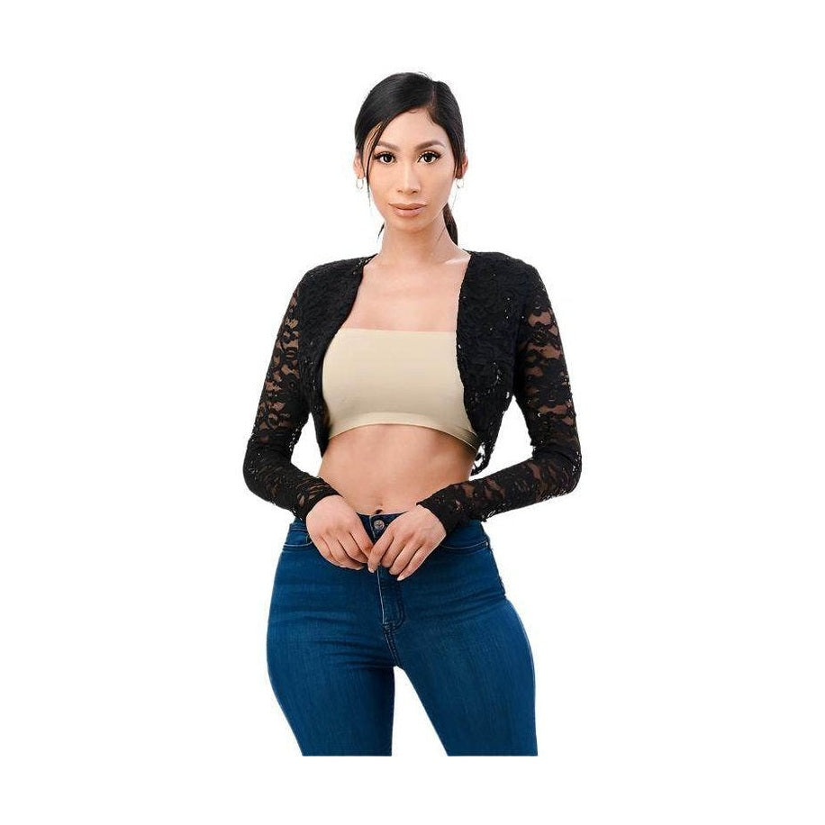 Long Sleeve Evening Lace Bolero - VacationGrabs
