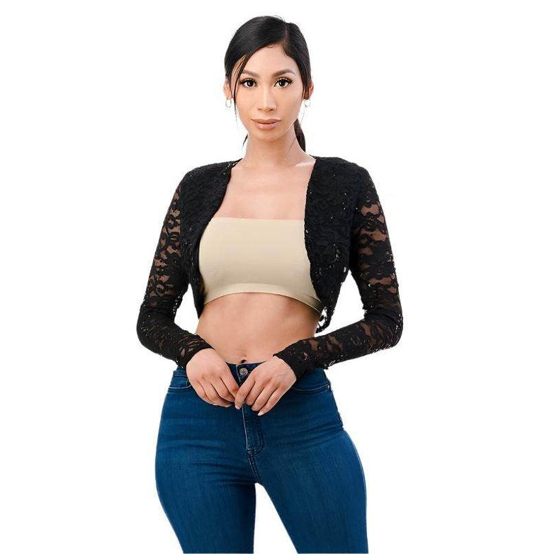 Long Sleeve Evening Lace Bolero - VacationGrabs