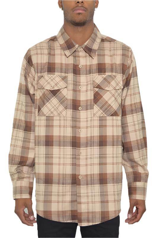 Long Sleeve Checker Plaid Flannel Shirts - VacationGrabs