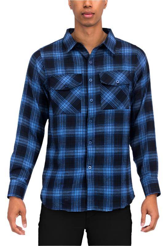 Long Sleeve Checker Plaid Flannel Shirts - VacationGrabs