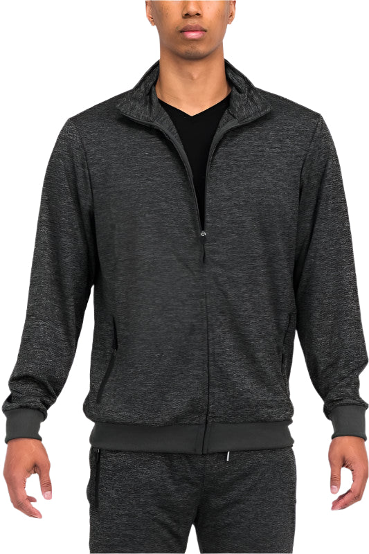 Men's Speckled Track Jacket Zipper Front - VacationGrabs
