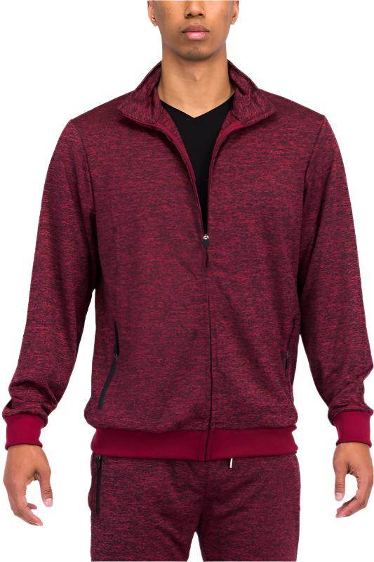 Men's Speckled Track Jacket Zipper Front - VacationGrabs