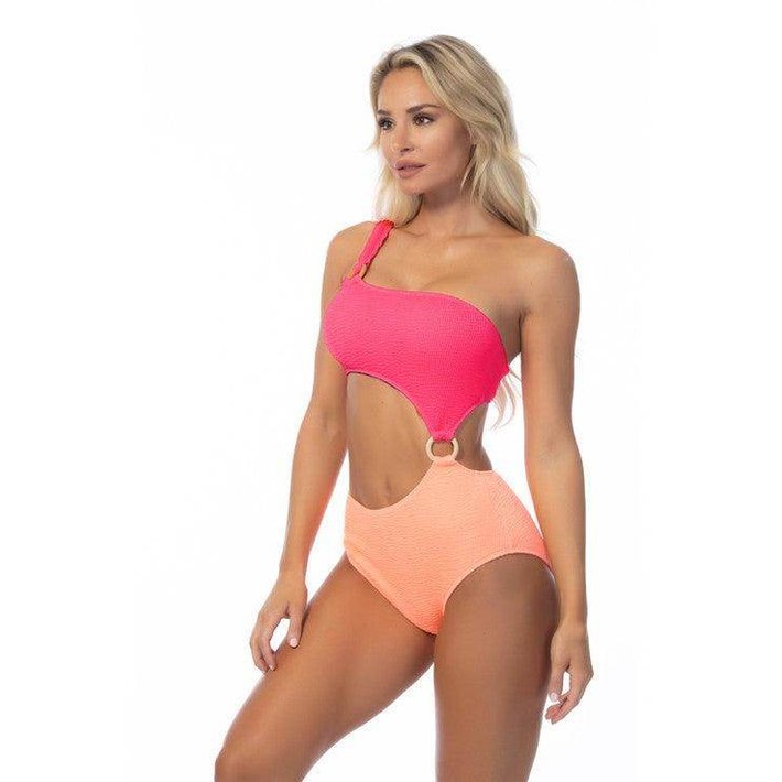 Two Tone One Piece Bathing Suit - VacationGrabs