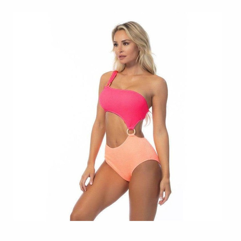 Two Tone One Piece Bathing Suit - VacationGrabs