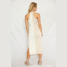 Two Tone Cream Color Block Halter Dress - VacationGrabs