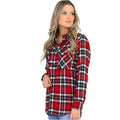 Boyfriend Fit Checker Plaid Flannel Long Sleeve - VacationGrabs