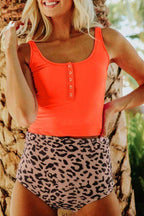 Black Sleeveless Fashion Print Tankini Set - VacationGrabs