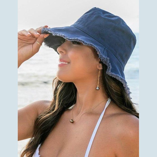 Frayed Edge Canvas Bucket Hat - VacationGrabs
