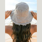 Frayed Edge Canvas Bucket Hat - VacationGrabs
