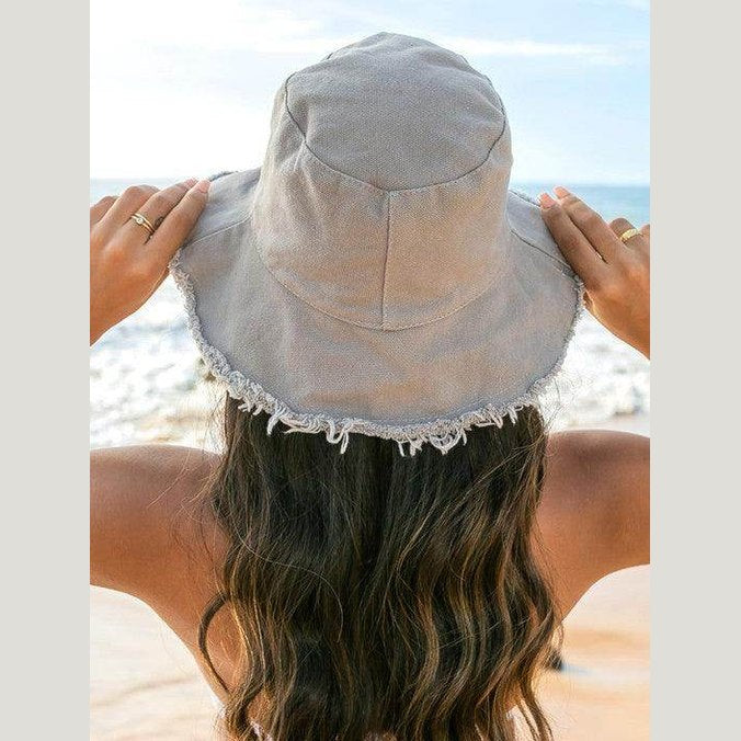 Frayed Edge Canvas Bucket Hat - VacationGrabs