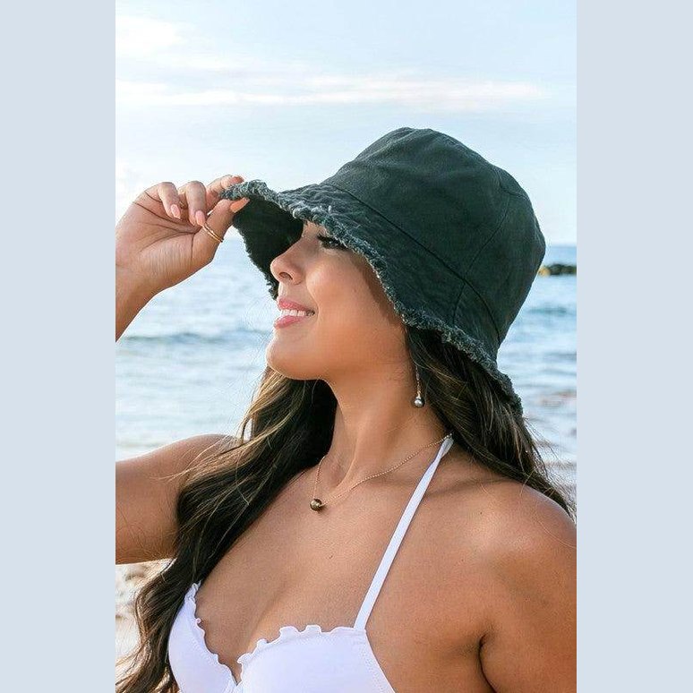 Frayed Edge Canvas Bucket Hat - VacationGrabs