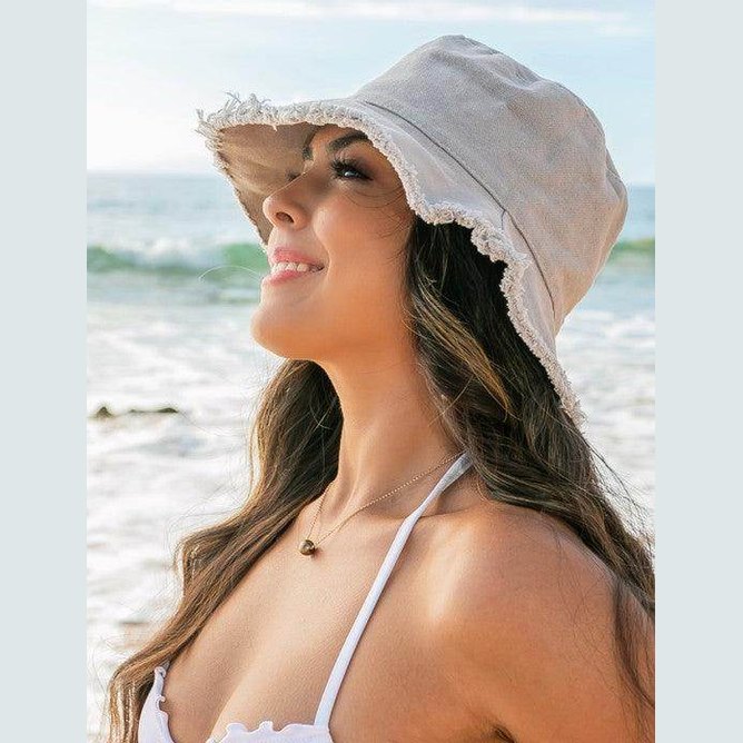 Frayed Edge Canvas Bucket Hat - VacationGrabs