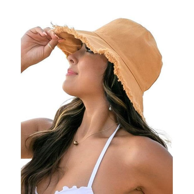 Frayed Edge Canvas Bucket Hat - VacationGrabs