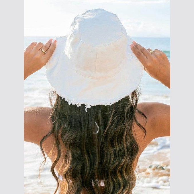 Frayed Edge Canvas Bucket Hat - VacationGrabs