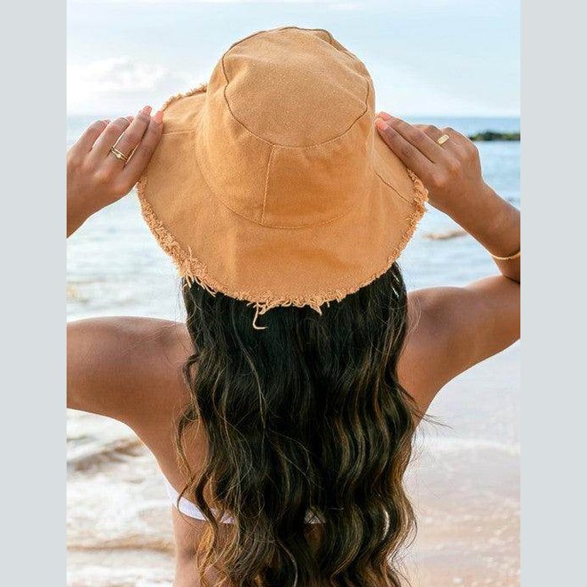 Frayed Edge Canvas Bucket Hat - VacationGrabs