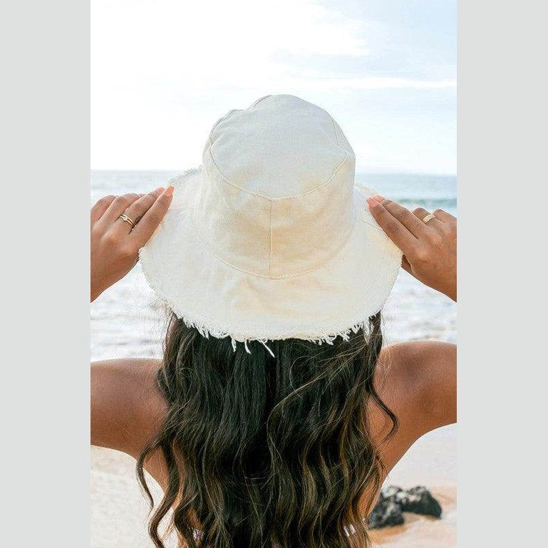 Frayed Edge Canvas Bucket Hat - VacationGrabs