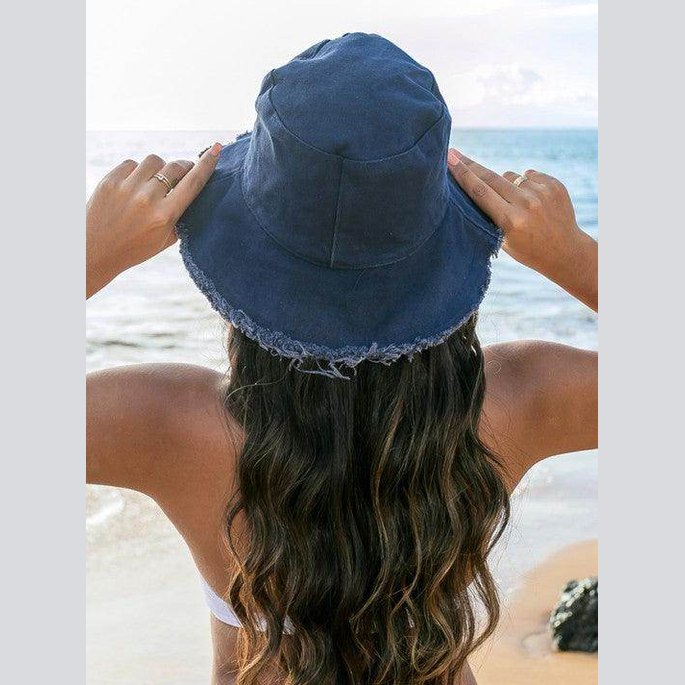 Frayed Edge Canvas Bucket Hat - VacationGrabs