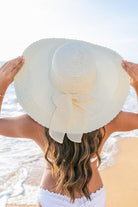Women's Accessories - Hats Scallop Edge Bow Accent Sunhat