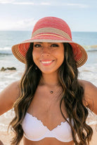 Women's Accessories - Hats Multi-Stripe Bow Accent Bucket Sunhat