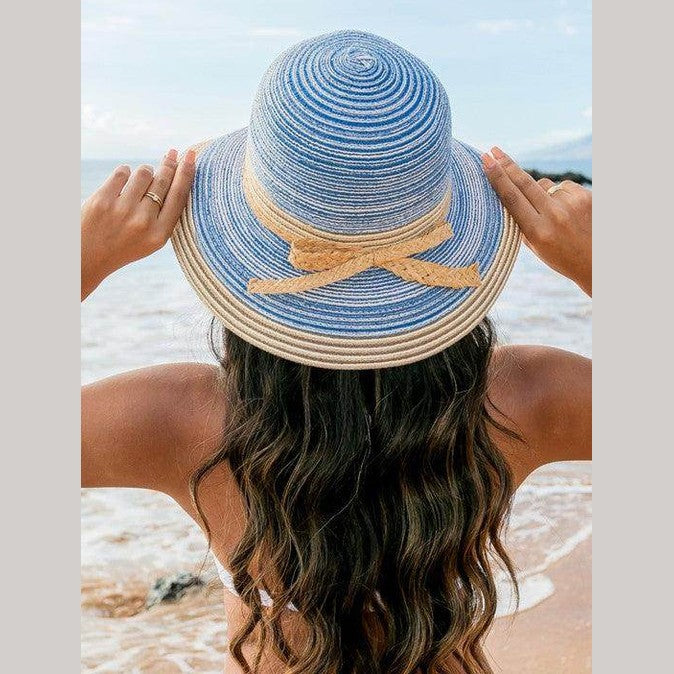 Multi-Stripe Bow Accent Bucket Sunhat - VacationGrabs