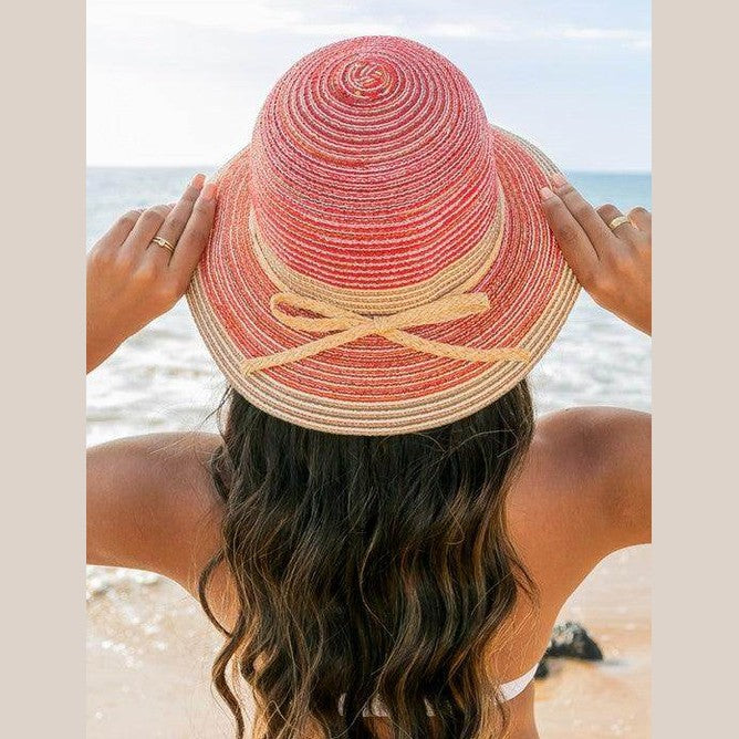 Multi-Stripe Bow Accent Bucket Sunhat - VacationGrabs
