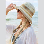 Multi-Stripe Bow Accent Bucket Sunhat - VacationGrabs