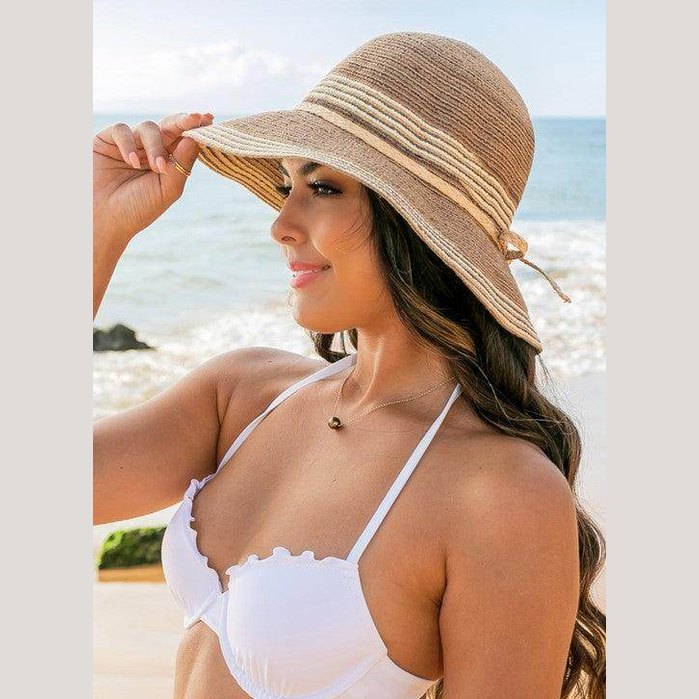 Multi-Stripe Bow Accent Bucket Sunhat - VacationGrabs