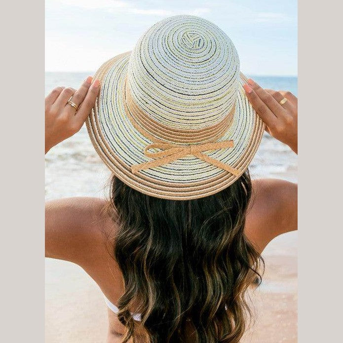 Multi-Stripe Bow Accent Bucket Sunhat - VacationGrabs