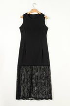 Solid Lace Patchwork Sleeveless Maxi Dress