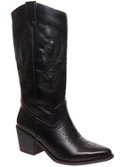 Women's Shoes - BootsWestern Embroidery Brown Boots - VacationGrabs