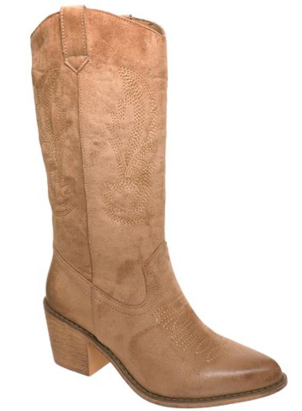 Women's Shoes - BootsWestern Embroidery Brown Boots - VacationGrabs