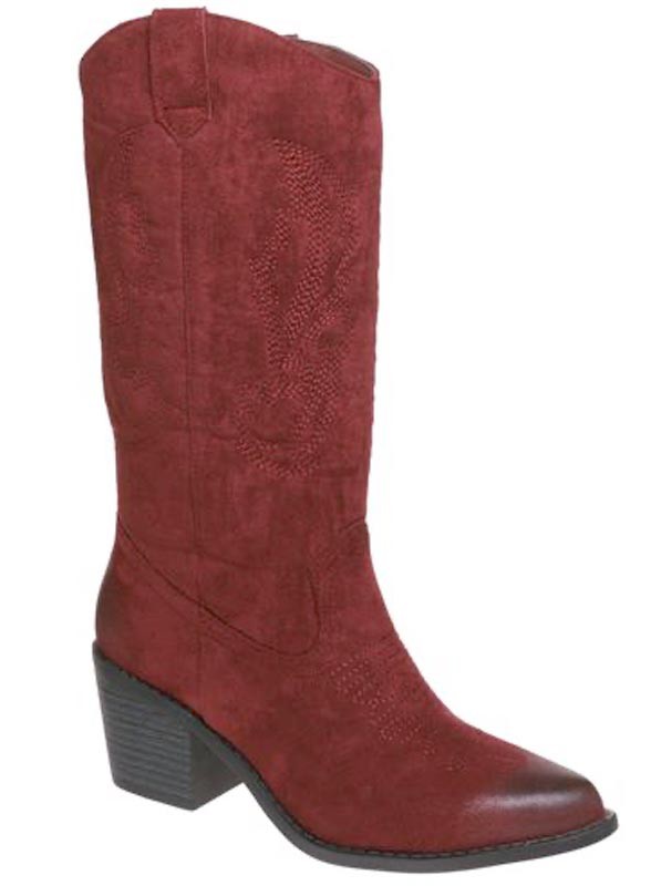 Women's Shoes - BootsWestern Embroidery Brown Boots - VacationGrabs