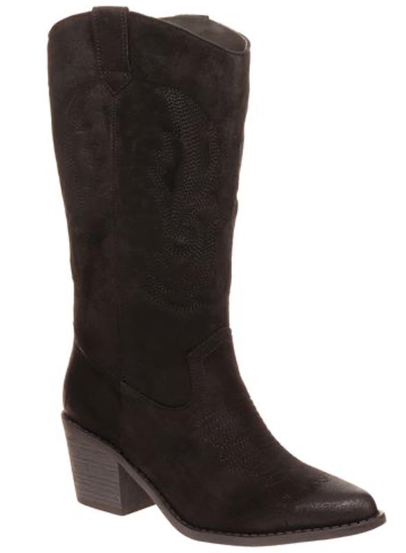 Women's Shoes - BootsWestern Embroidery Brown Boots - VacationGrabs