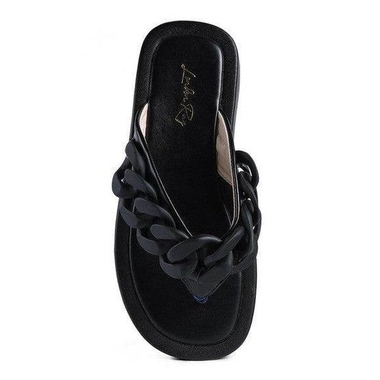 Women's Shoes Zing Link Chain Thong Flats - VacationGrabs