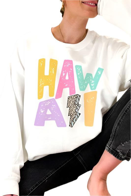 Women's Sweatshirts & HoodiesLeopard Lightning Hawaii Graphic Sweatshirt - VacationGrabs