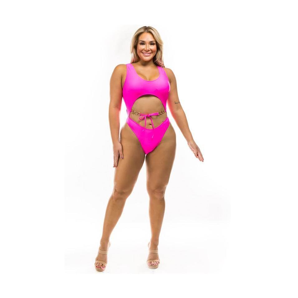 Plus Open Middle 1Pc Monokini Swimwear - VacationGrabs