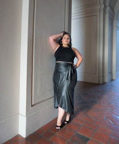 Faux Leather Maxi Wrap Skirt - VacationGrabs