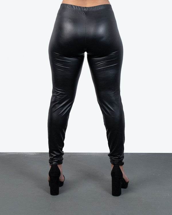 Womens Black Vinyl Leggings - VacationGrabs