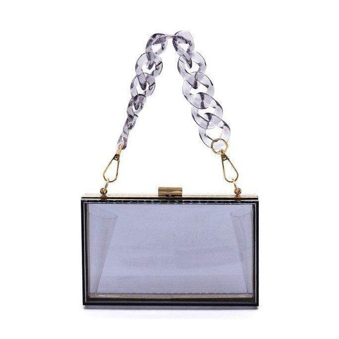 Acrylic Chain Handle See Thru Crossbody Clutch Purse - VacationGrabs